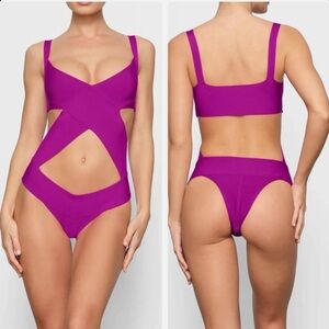 SKIMS Knit Swim Monokini, Lollipop